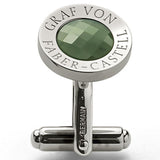 Graf von Faber-Castell, Manschettenknopf, rund, mit facettierter Jade, platiniert-1
