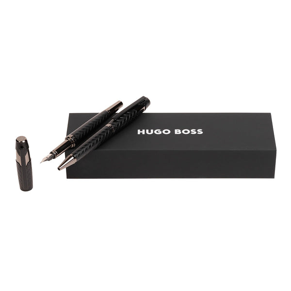 HUGO BOSS Füller / Kugelschreiber Chevron schwarz-1