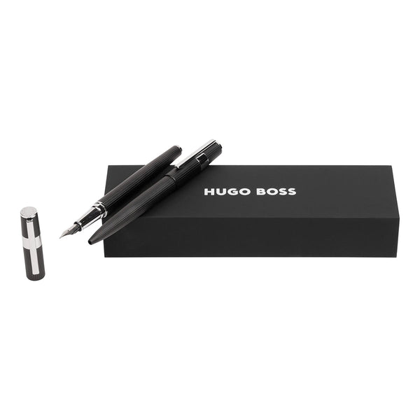 HUGO BOSS, Schreibset Gear Pinstripe, Schwarz/Chrom