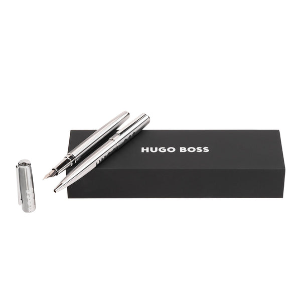 HUGO BOSS, coffret écriture Label, chrome