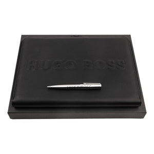 HUGO BOSS Kugelschreiber / Notizbuch Label A4 silber-1