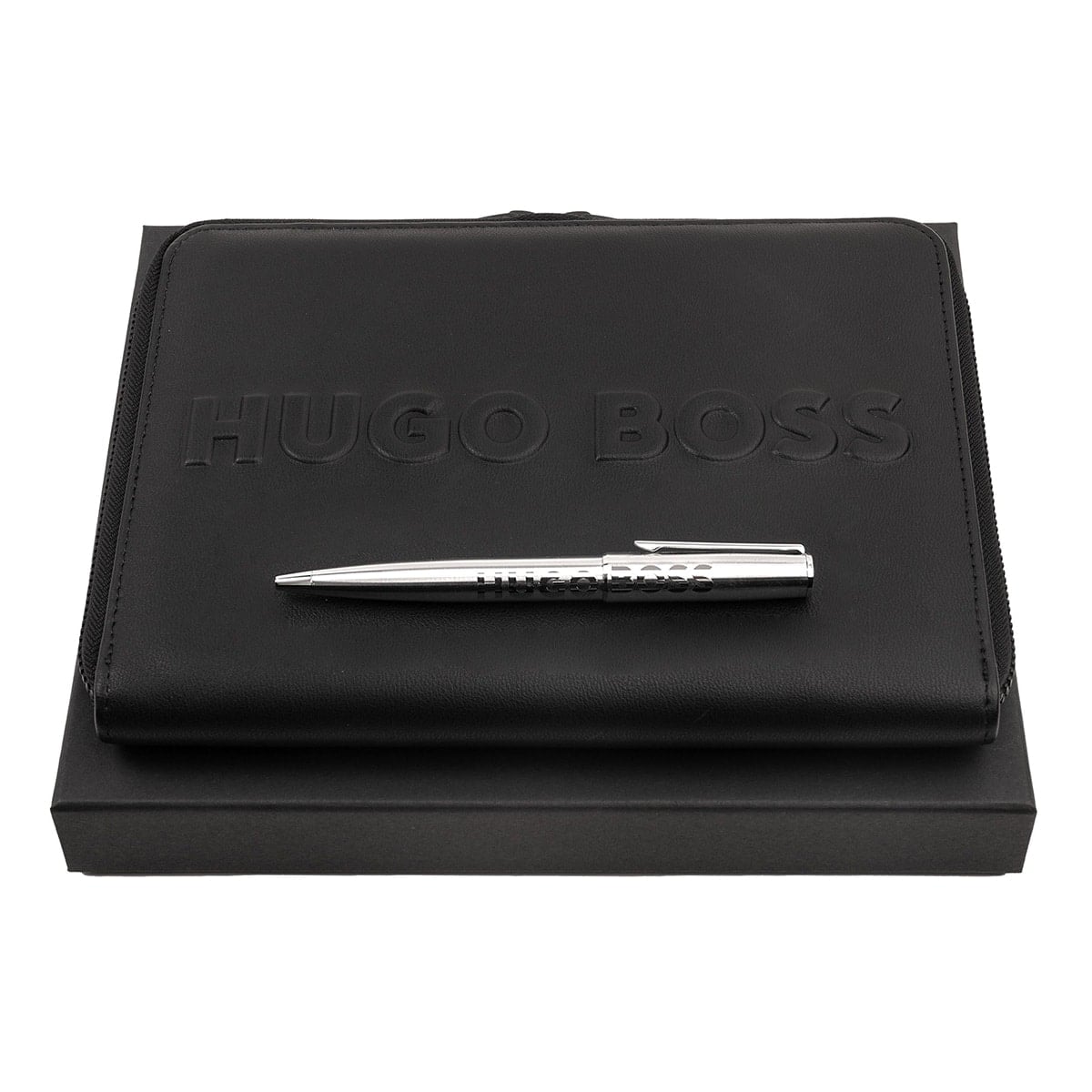 HUGO BOSS Kugelschreiber / Notizbuch Label A5 silber-1