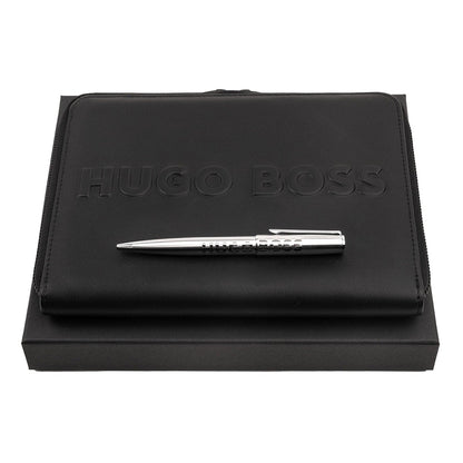 HUGO BOSS Kugelschreiber / Notizbuch Label A5 silber-1