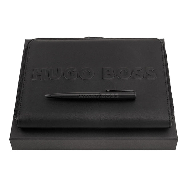 HUGO BOSS Kugelschreiber / Notizbuch Label A5 schwarz-1