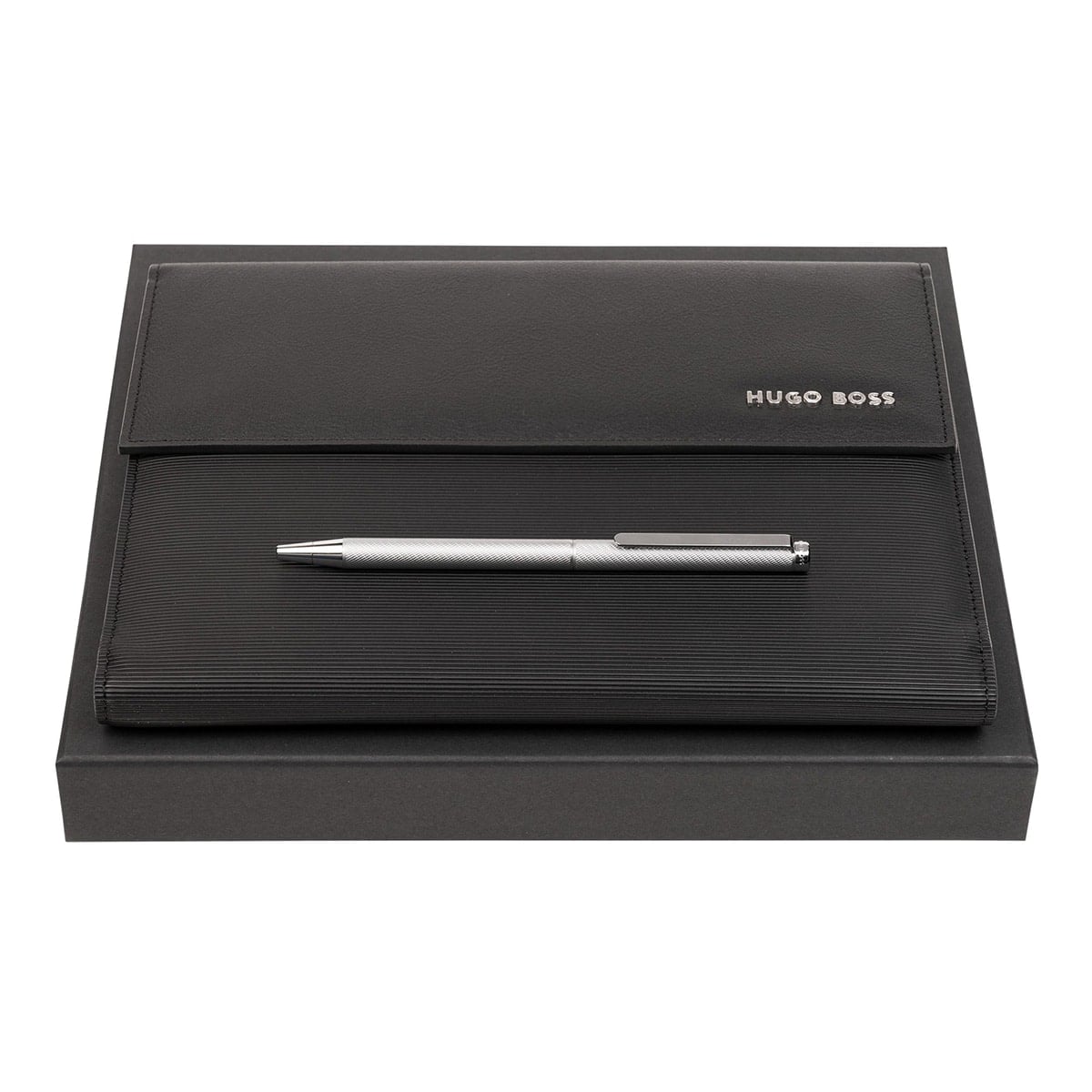 HUGO BOSS Kugelschreiber / Notizbuch Set A5 silber-1