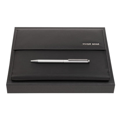 HUGO BOSS Kugelschreiber / Notizbuch Set A5 silber-1