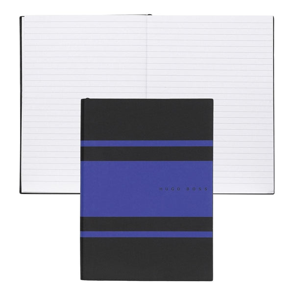 HUGO BOSS, Notizbuch Essential Gear, A5 liniert weiss, blau