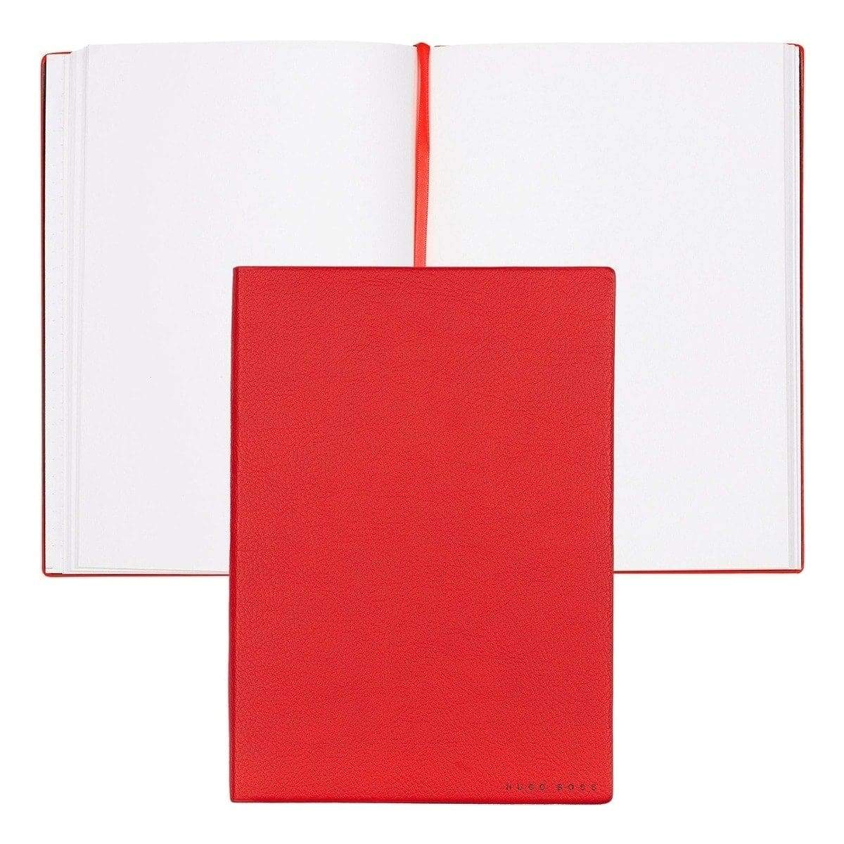 HUGO BOSS, Notizbuch Essential Storyline, A5 blanko weiss, rot-1