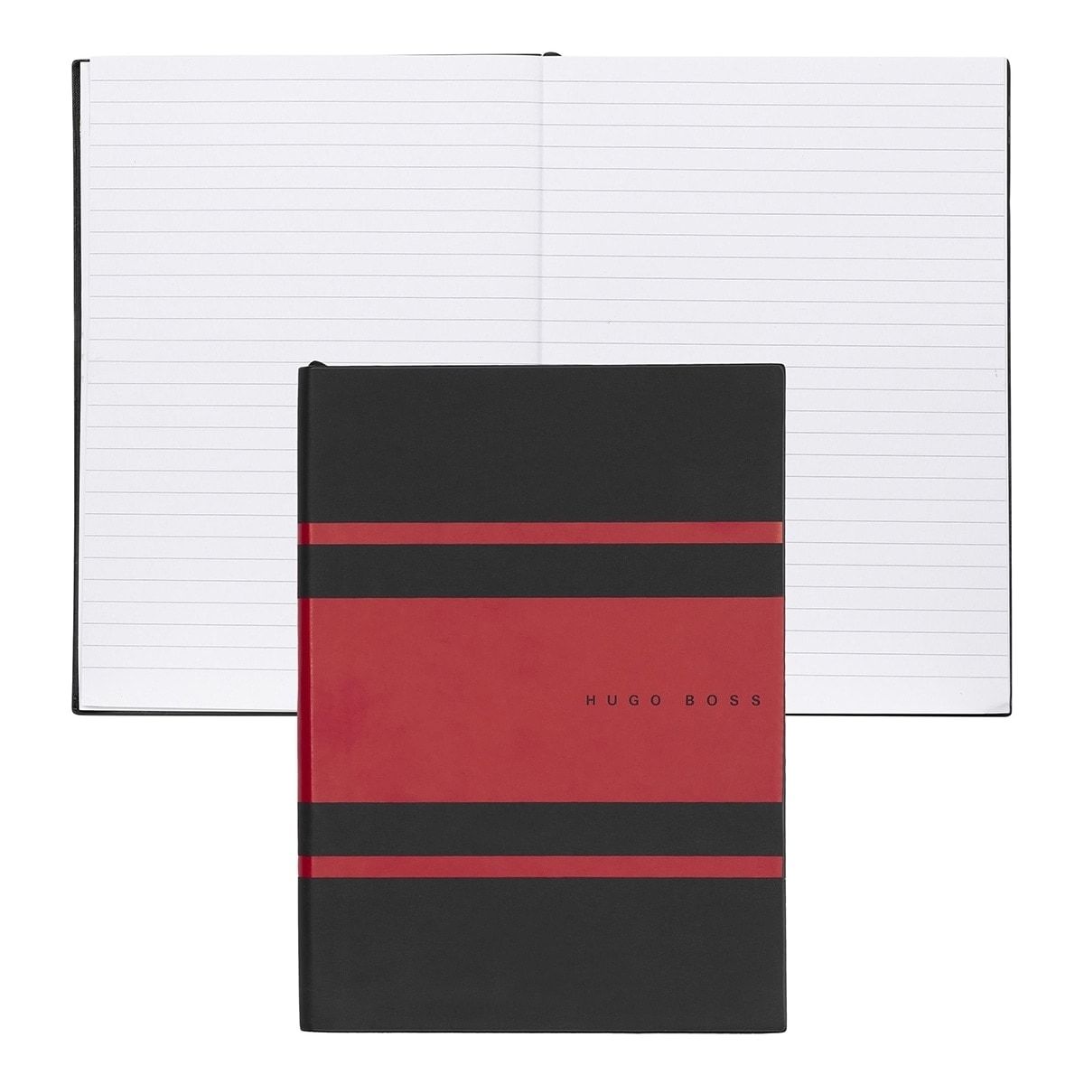 HUGO BOSS, Notizbuch Essential Gear, A5 liniert weiss, rot-1