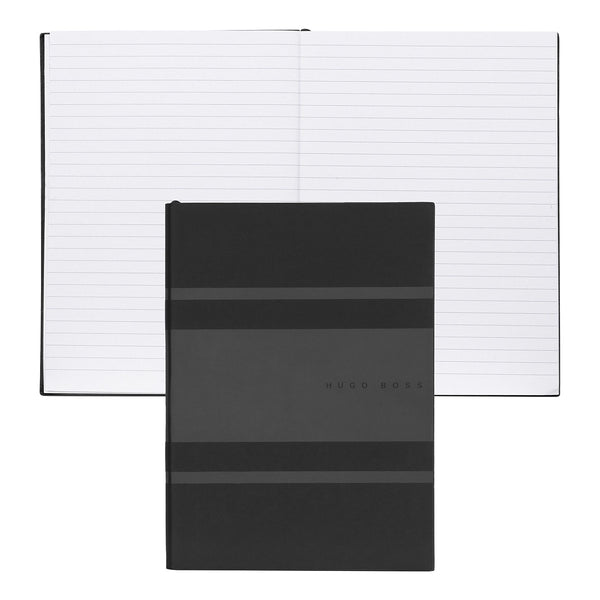 HUGO BOSS, Notizbuch Essential Gear, A5 liniert weiss, schwarz