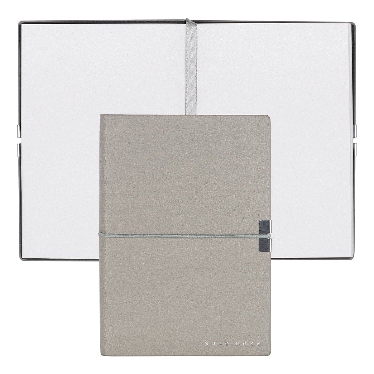 HUGO BOSS, Notizbuch Elegance Storyline, A6 blanko weiss, grau-1