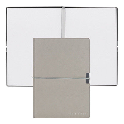 HUGO BOSS, Notizbuch Elegance Storyline, A6 blanko weiss, grau-1