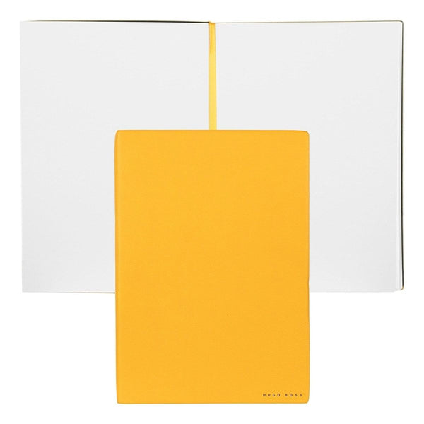 HUGO BOSS, Notizbuch Essential Storyline, B5 blanko weiss, gelb