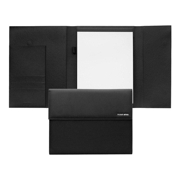 HUGO BOSS, Pinstripe Writing Folder, A4, black
