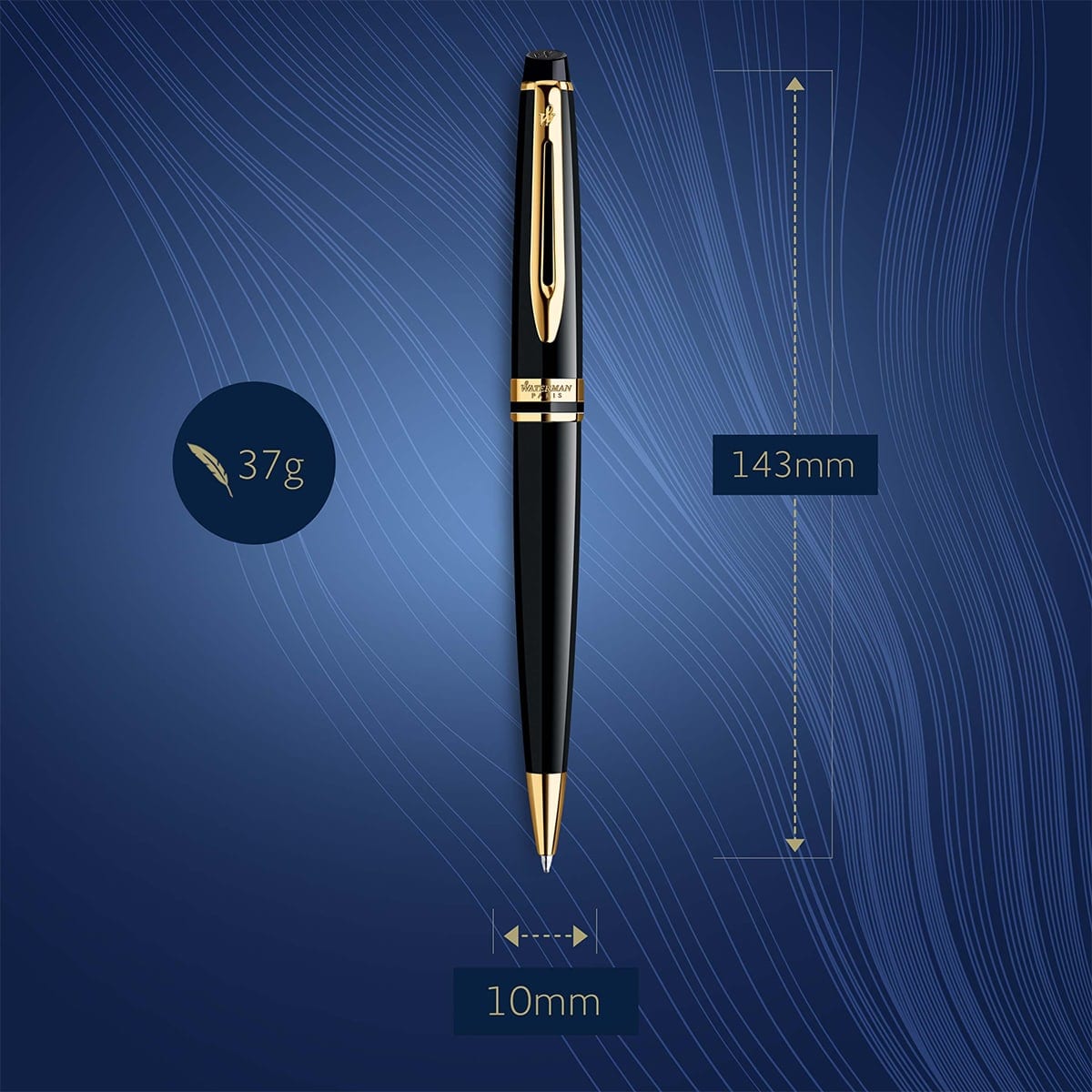 Waterman Kugelschreiber Expert gold Mittel schwarz-5